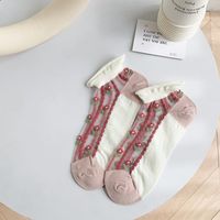 Sweet Plaid Flower Polyester Ankle Socks A Pair sku image 4