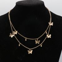 Elegant Simple Style Butterfly Zinc Alloy Plating Women's Double Layer Necklaces main image 4