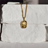 Simple Style Coconut Tree Rectangle 201 Stainless Steel 304 Stainless Steel Gold Plated Men's Pendant Necklace main image 4