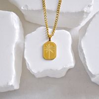 Simple Style Coconut Tree Rectangle 201 Stainless Steel 304 Stainless Steel Gold Plated Men's Pendant Necklace main image 6