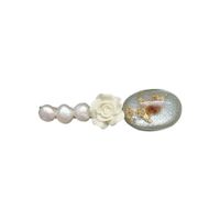 Frau Elegant Retro Blume Legierung Perle Überzug Haarklammer main image 3
