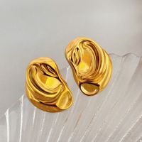 1 Paire Style IG Rétro Géométrique Acier Au Titane Plaqué Or 18K Boucles D'Oreilles main image 5