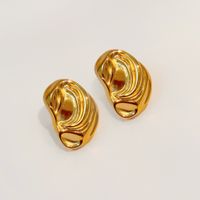 1 Pair IG Style Retro Geometric Titanium Steel 18K Gold Plated Ear Studs sku image 1