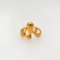 Titan Stahl 18 Karat Vergoldet IG-Stil Geometrisch Offener Ring sku image 1