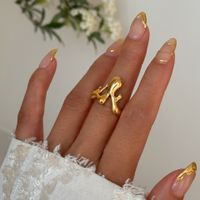 Acero Titanio Chapados en oro de 18k Estilo IG Geométrico Anillos Abiertos main image 3