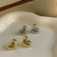 1 Pair Simple Style Heart Shape Plating Alloy Ear Studs main image 1