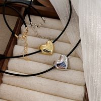 Casual Simple Style Heart Shape Alloy Leather Rope Plating Women's Pendant Necklace main image 4