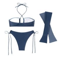 Frau Sexy Einfarbig 3-Teiliges Set Bikinis Bademode main image 5