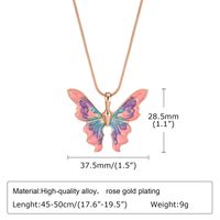 Stainless Steel Copper 18K Gold Plated Pastoral Shiny Butterfly Zircon Pendant Necklace sku image 1