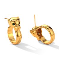 1 Pair Simple Style Leopard Plating Inlay Copper Zircon Ear Studs main image 6