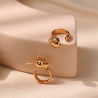 1 Pair Simple Style Leopard Plating Inlay Copper Zircon Ear Studs main image 1