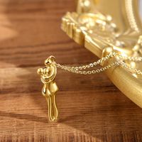 Copper 14K Gold Plated Simple Style Human Plating Pendant Necklace main image 1