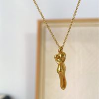 Kupfer 14 Karat Vergoldet Einfacher Stil Menschlich Überzug Halskette Mit Anhänger main image 3
