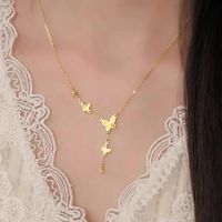 Titanium Steel 18K Gold Plated Simple Style Butterfly Pendant Necklace main image 4
