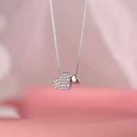 Sterling Silver Simple Style Heart Shape Plating Inlay Zircon Necklace sku image 1