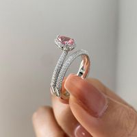 Wholesale Shiny Water Droplets Copper Plating Inlay Zircon Rings main image 4