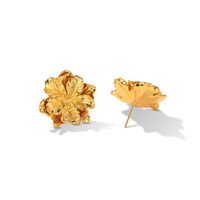 1 Pair Casual Simple Style Flower Copper Gold Plated Ear Studs main image 6