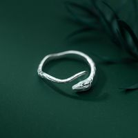 Sterling Silver Simple Style Snake Plating Open Rings main image 3