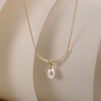 Sterling Silver Simple Style Knot Plating Inlay Pearl Pendant Necklace main image 1