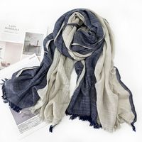 Unisex Sweet Color Block Polyester Long-staple Cotton Sewing Cotton Linen Scarves sku image 11