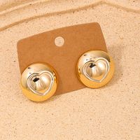 1 Pair Simple Style Round Heart Shape Alloy Ear Studs main image 1