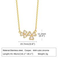 Copper Alloy 18K Gold Plated Sweet Pastoral Inlay Shamrock Water Droplets Zircon Pendant Necklace sku image 1