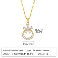 Copper Alloy 18K Gold Plated Sweet Pastoral Inlay Shamrock Water Droplets Zircon Pendant Necklace sku image 2