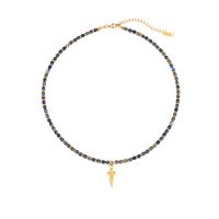 Elegant Simple Style Heart Shape Stainless Steel Freshwater Pearl Lapis Lazuli Women's Pendant Necklace sku image 3