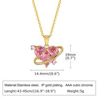Copper Alloy 18K Gold Plated Elegant Shiny Heart Shape Zircon Pendant Necklace main image 2