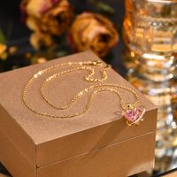 Copper Alloy 18K Gold Plated Elegant Shiny Heart Shape Zircon Pendant Necklace main image 6
