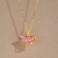 Copper Alloy 18K Gold Plated Elegant Shiny Heart Shape Zircon Pendant Necklace main image 5