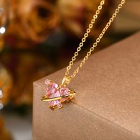 Copper Alloy 18K Gold Plated Elegant Shiny Heart Shape Zircon Pendant Necklace main image 7
