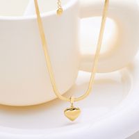 Titanium Steel Simple Style Square Tree Heart Shape Hollow Out Inlay Pearl Zircon Pendant Necklace Necklace main image 2