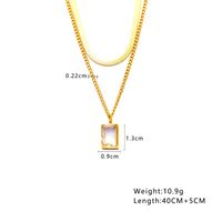 Titanium Steel Simple Style Square Tree Heart Shape Hollow Out Inlay Pearl Zircon Pendant Necklace Necklace sku image 11