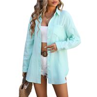 Women's Blouse Long Sleeve Blouses Pocket Basic Classic Style Solid Color main image 5