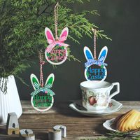 Simple Style Rabbit Letter Wood Boxwood Daily Festival Hanging Ornaments main image 4
