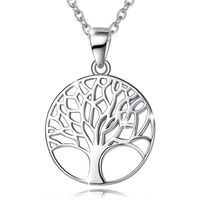 Sterling Silver Elegant Simple Style Life Tree Plating Pendant Necklace Necklace Pendant sku image 2