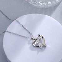 Copper Elegant Simple Style Heart Shape Butterfly Plating Pendant Necklace main image 5