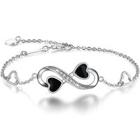 Sterling Silver Elegant Simple Style Infinity Heart Shape Enamel Bracelets main image 1