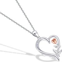 Sterling Silver Elegant Simple Style Heart Shape Rose Plating Pendant Necklace main image 6