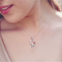 Sterling Silver Elegant Simple Style Heart Shape Rose Plating Pendant Necklace main image 3