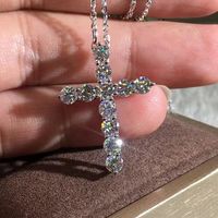Stainless Steel Copper Casual Simple Style Cross Inlaid Zircon Pendant Necklace main image 5
