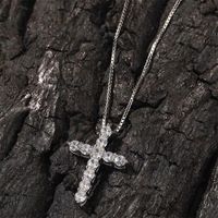 Stainless Steel Copper Casual Simple Style Cross Inlaid Zircon Pendant Necklace main image 3