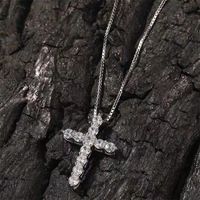 Stainless Steel Copper Casual Simple Style Cross Inlaid Zircon Pendant Necklace sku image 3