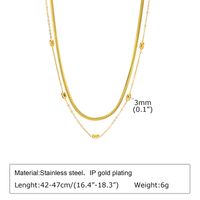 201 Edelstahl 18 Karat Vergoldet IG-Stil Geometrisch Zirkon Doppellagige Halsketten main image 2