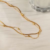 201 Edelstahl 18 Karat Vergoldet IG-Stil Geometrisch Zirkon Doppellagige Halsketten main image 3