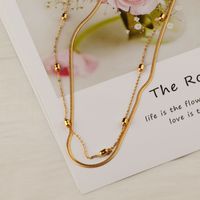 201 Stainless Steel 18K Gold Plated IG Style Geometric Zircon Double Layer Necklaces main image 4