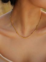 201 Stainless Steel 18K Gold Plated IG Style Geometric Zircon Double Layer Necklaces main image 9
