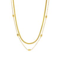201 Stainless Steel 18K Gold Plated IG Style Geometric Zircon Double Layer Necklaces main image 8