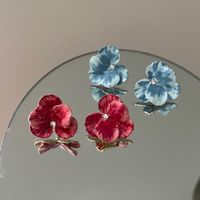 1 Pair Retro Artistic Flower Plating Copper Ear Studs main image 1